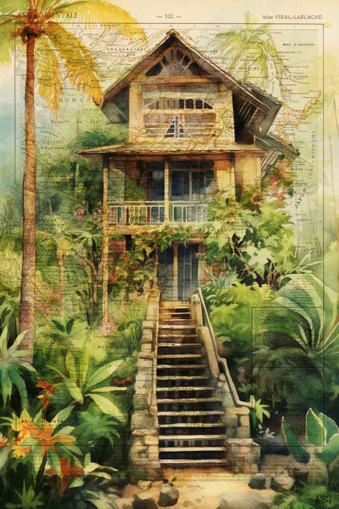 Cabin In Cambodge by thomas chedeville — canvas wall art