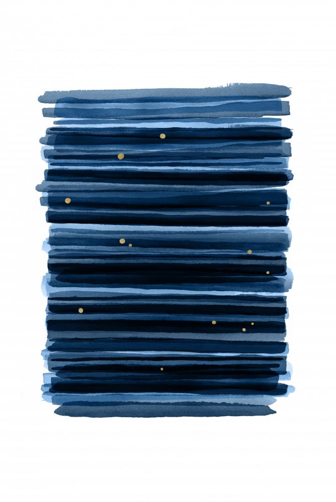Midnight Blue Gold Strokes by Fabiana Silveira — canvas wall art