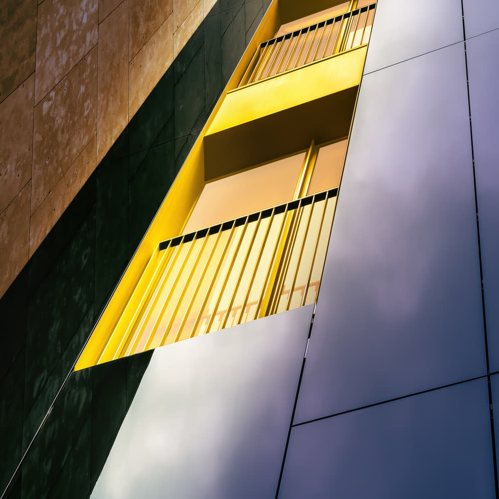 Yellow Geometric Architecture by Marc Huybrighs — canvas wall art