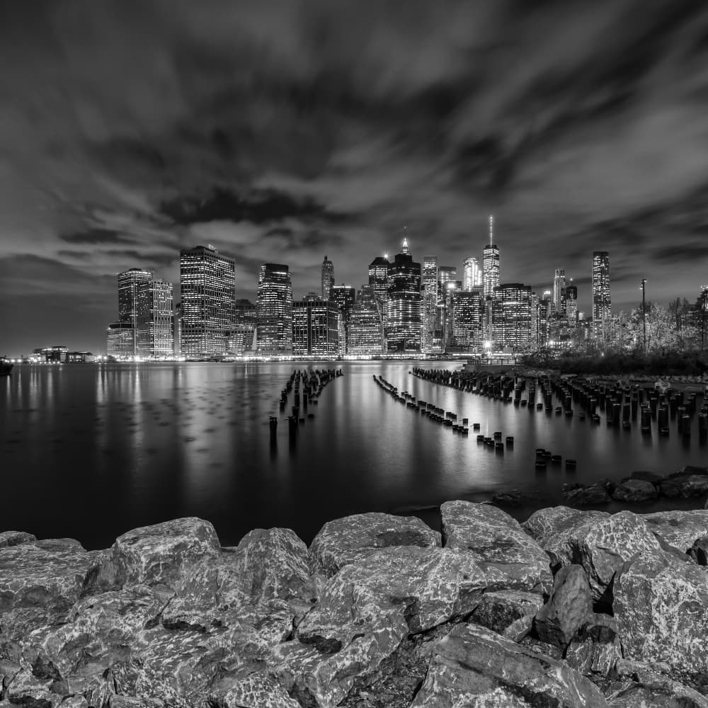 Manhattan Night Skyline by Melanie Viola — canvas wall art