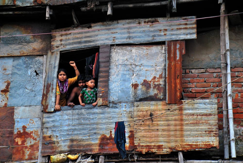 Slum Children At Window by MD MAHABUB HOSSAIN KHAN — canvas wall art