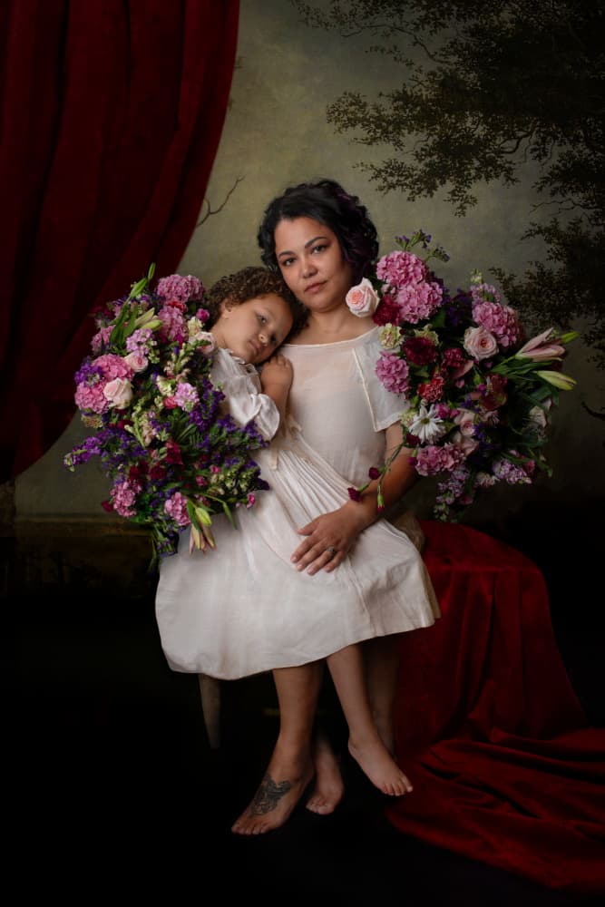 Floral Motherhood Portrait by Tammy Swarek — canvas wall art