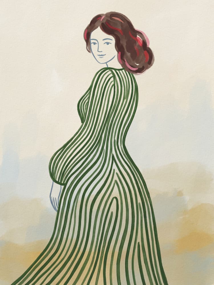 Elegant Woman Green Dress by Andreas Magnusson — canvas wall art