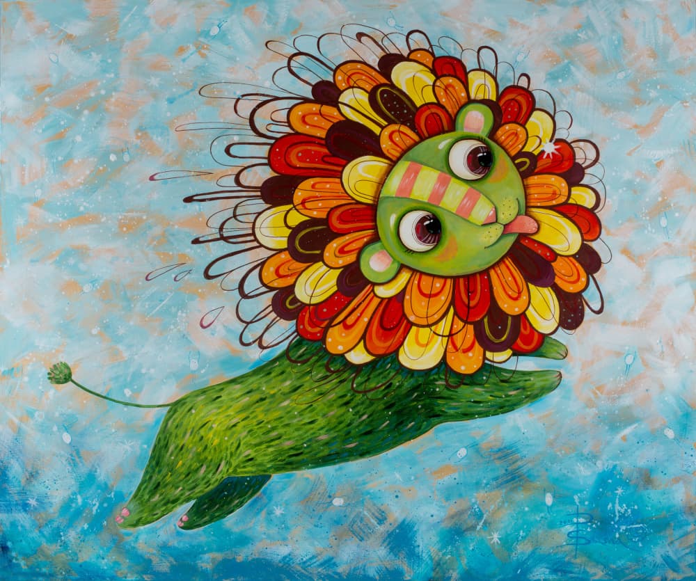 Whimsical Green Lion by Aleksandra Paranchenko — canvas wall art