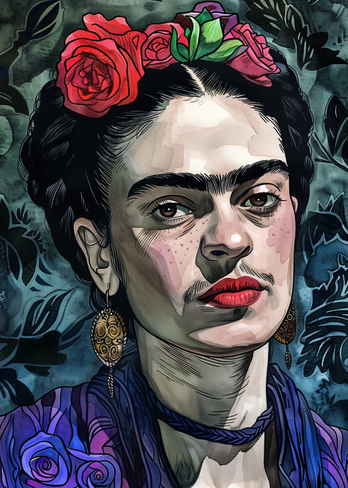 Expressive Floral Portrait by Justyna Jaszke — canvas wall art