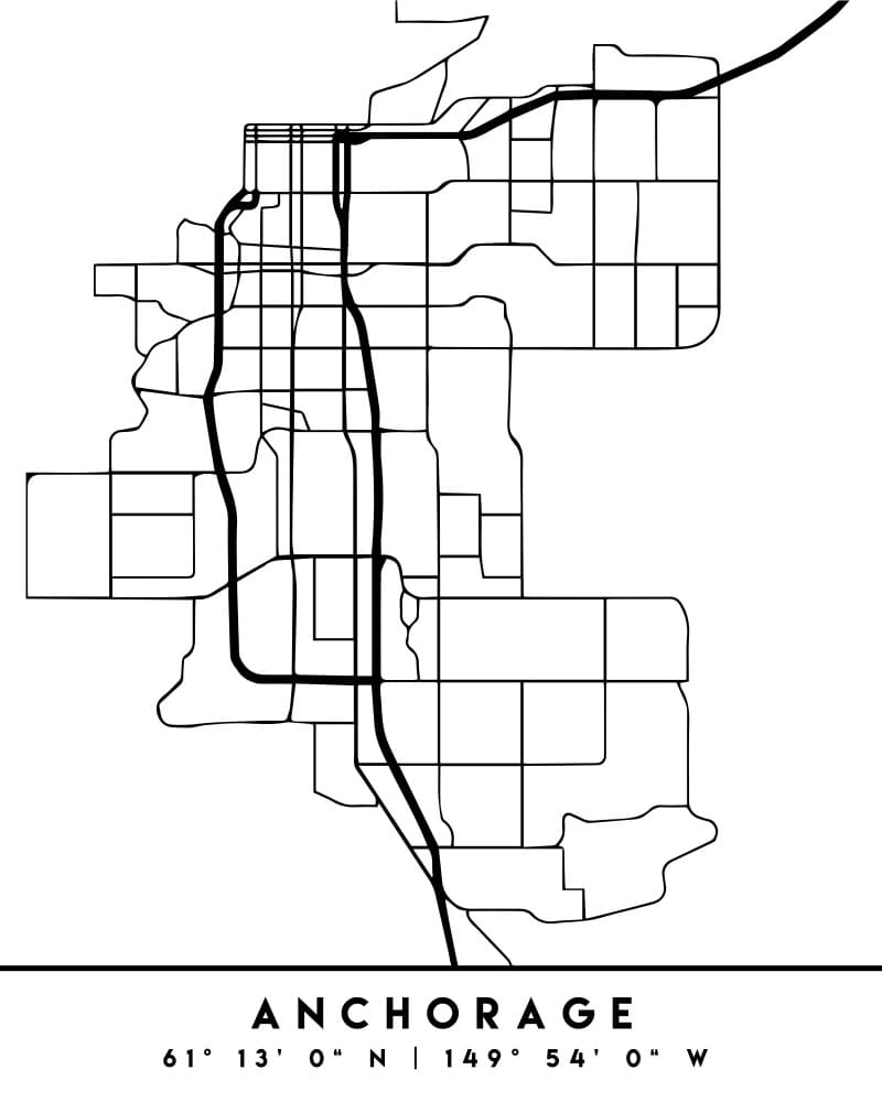 Anchorage City Map by Emiliano Deificus — canvas wall art