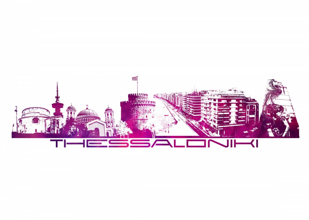 Vibrant Thessaloniki Skyline by Justyna Jaszke — canvas wall art