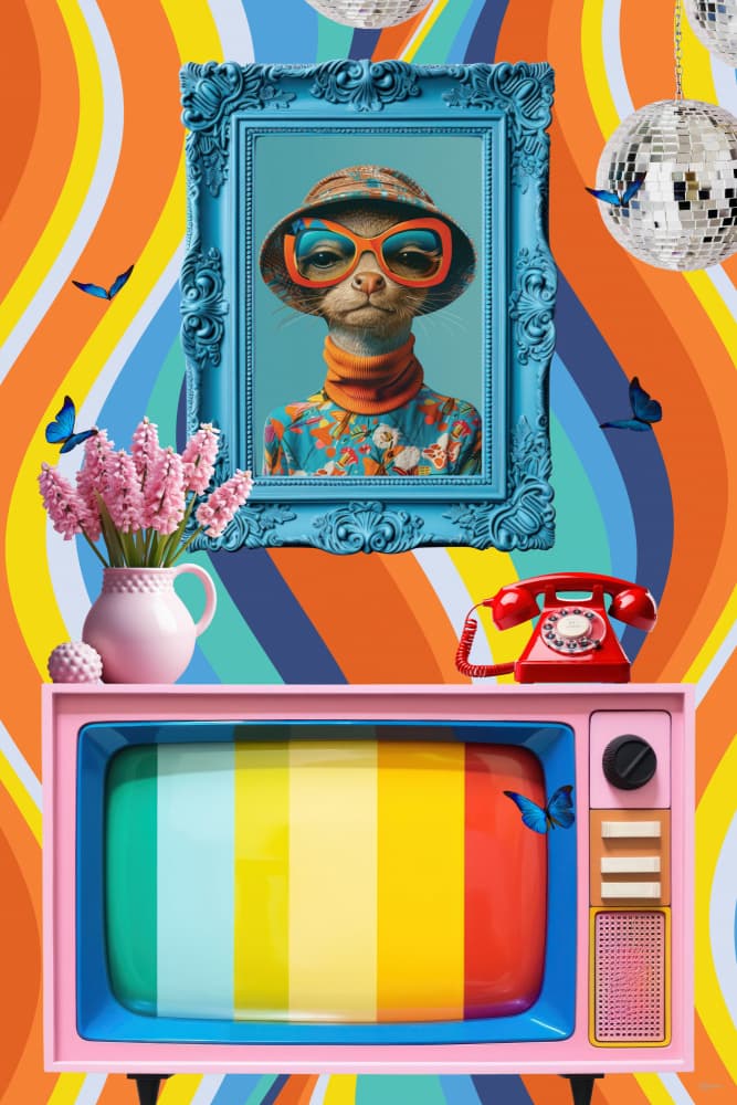 Stylish Retro Meerkat by Sue Skellern — canvas wall art