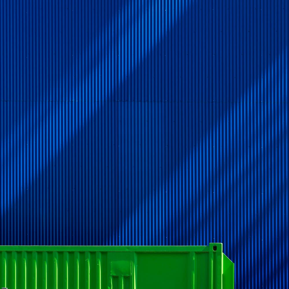 Vibrant Blue Green Geometry by Greetje van Son — canvas wall art