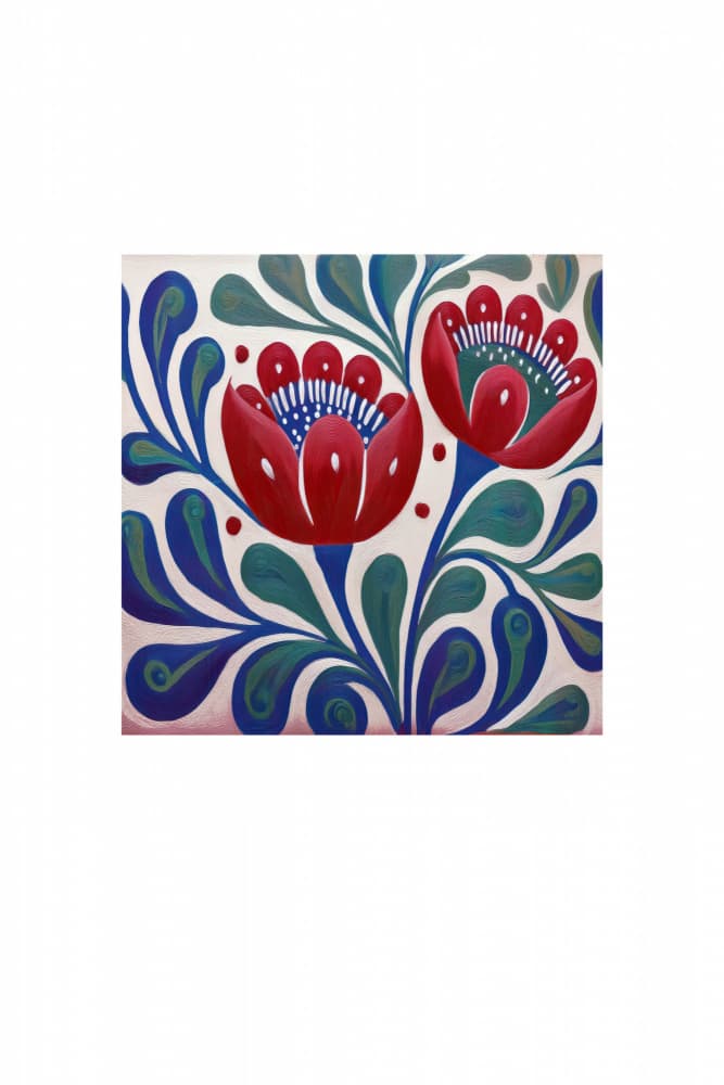 Vibrant Folk Flowers by casa cartissi — canvas wall art