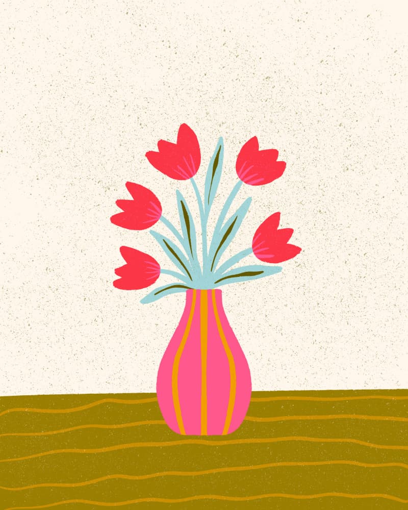 Pink Vase Tulips by Angela Minca — canvas wall art