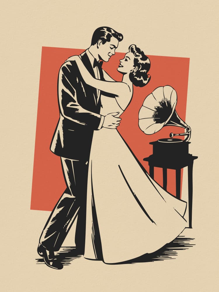 Vintage Dancing Couple by Andreas Magnusson — canvas wall art
