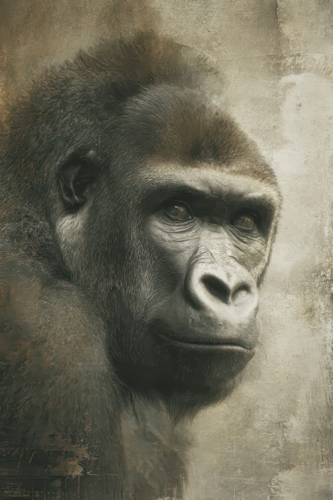 Contemplative Gorilla Portrait by Rafal Kulik — canvas wall art