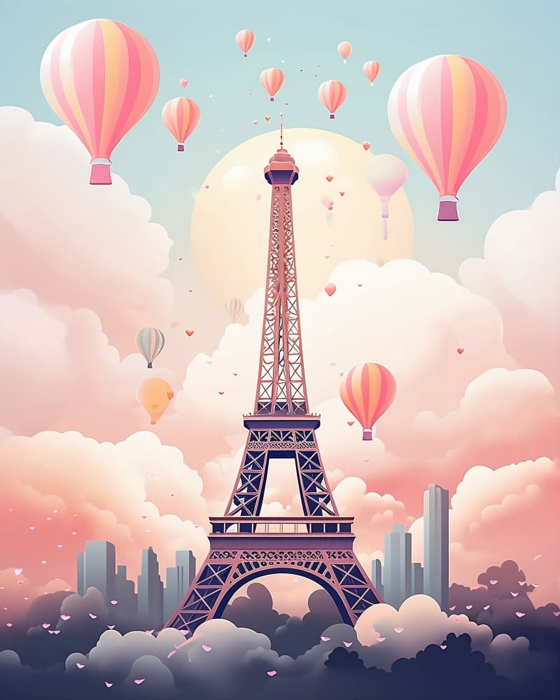 Dreamy Paris Balloons by Emiliano Deificus — canvas wall art