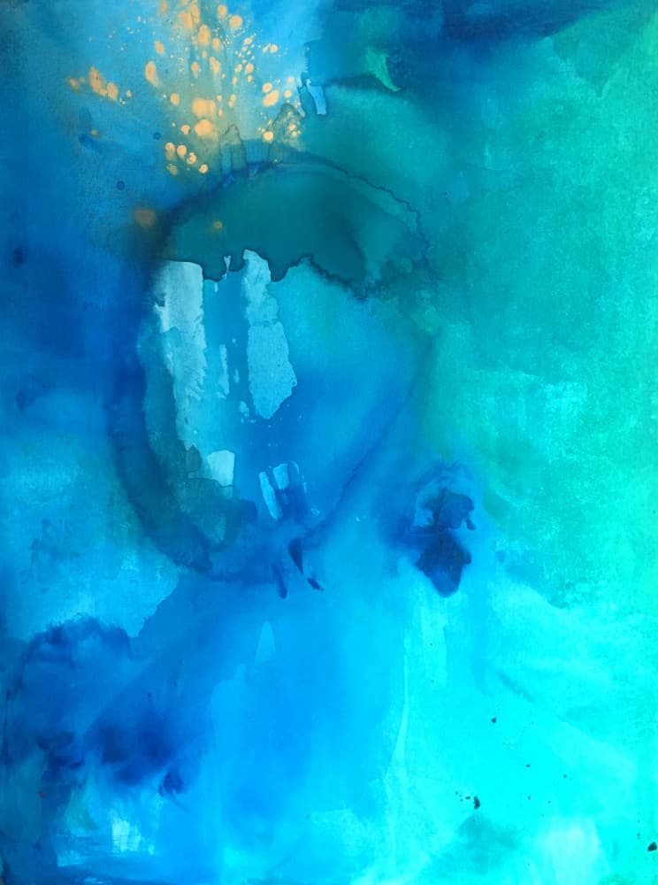 Fluid Aqua Gold by Christine Lindstrom — canvas wall art