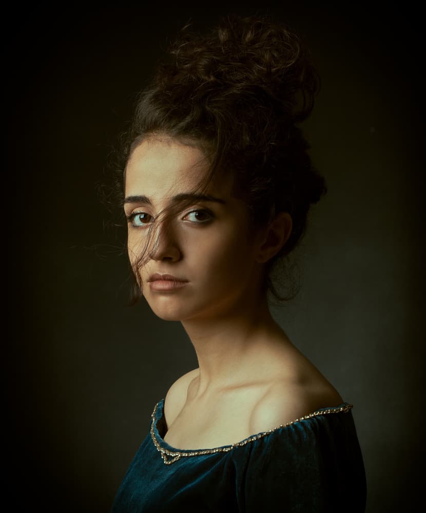 Elegant Emerald Portrait by Mehdi Mokhtari — canvas wall art