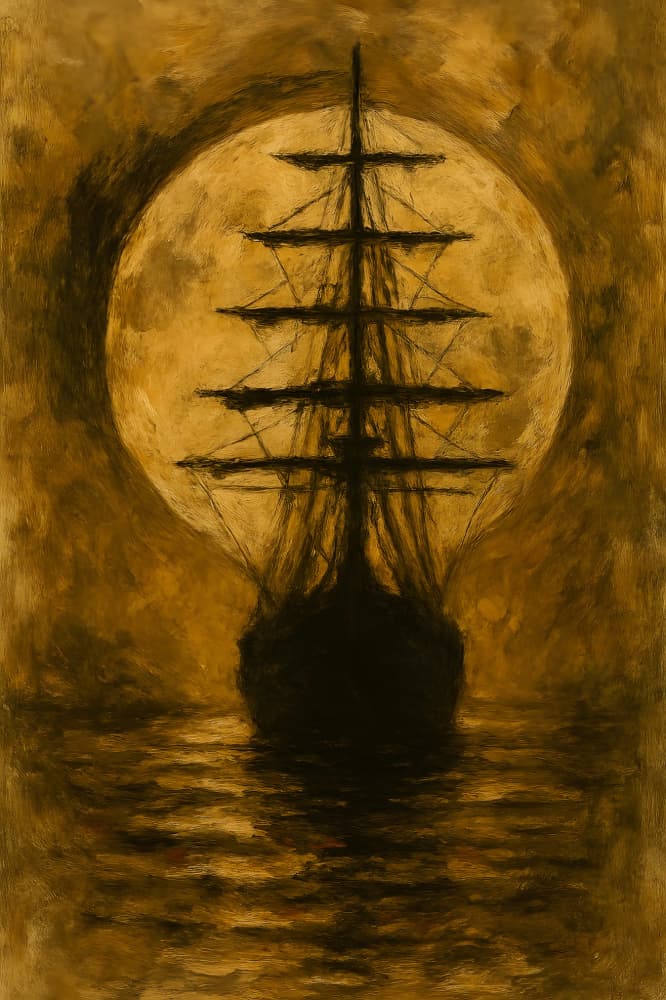 Mysterious Moonlit Ship by HUGO — canvas wall art