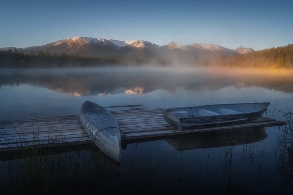 Misty Mountain Lake Morning by Yongnan Li (李永男) — canvas wall art