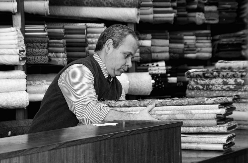 Fabric Merchant At Work by Fernando Alves — canvas wall art