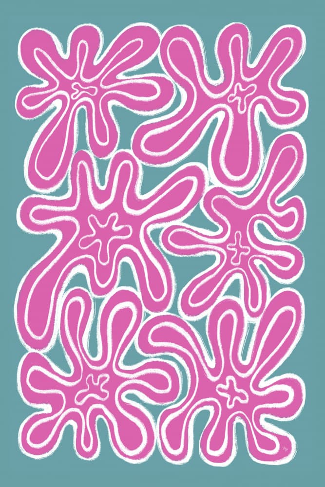 Pink Teal Organic Shapes by Martina — canvas wall art