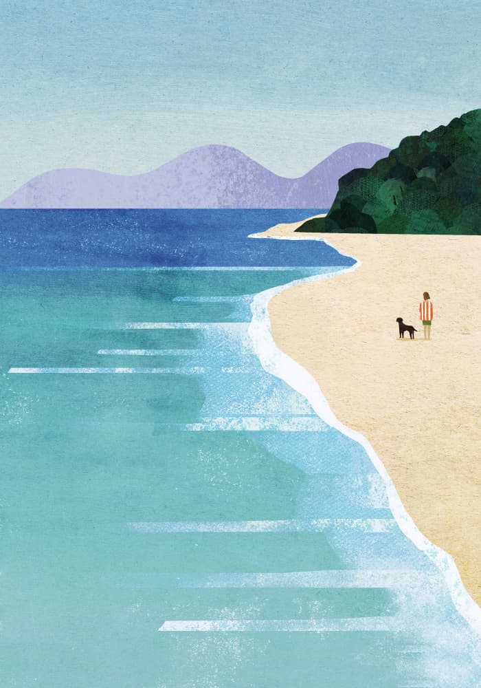 Serene Beach Walk by longwayhome — canvas wall art