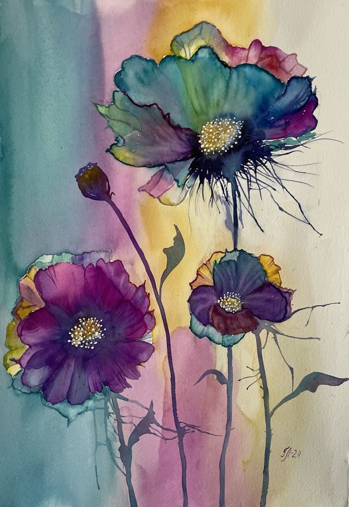 Vibrant Abstract Poppies by Tanya Lundmark — canvas wall art