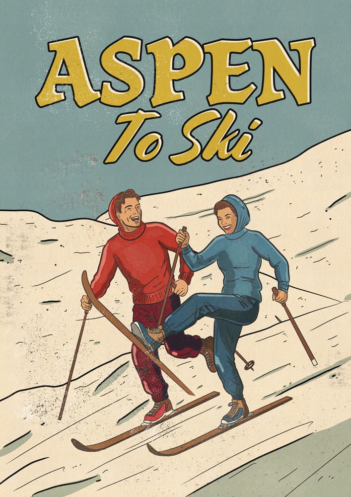 Vintage Aspen Skiers by Nicholas — canvas wall art