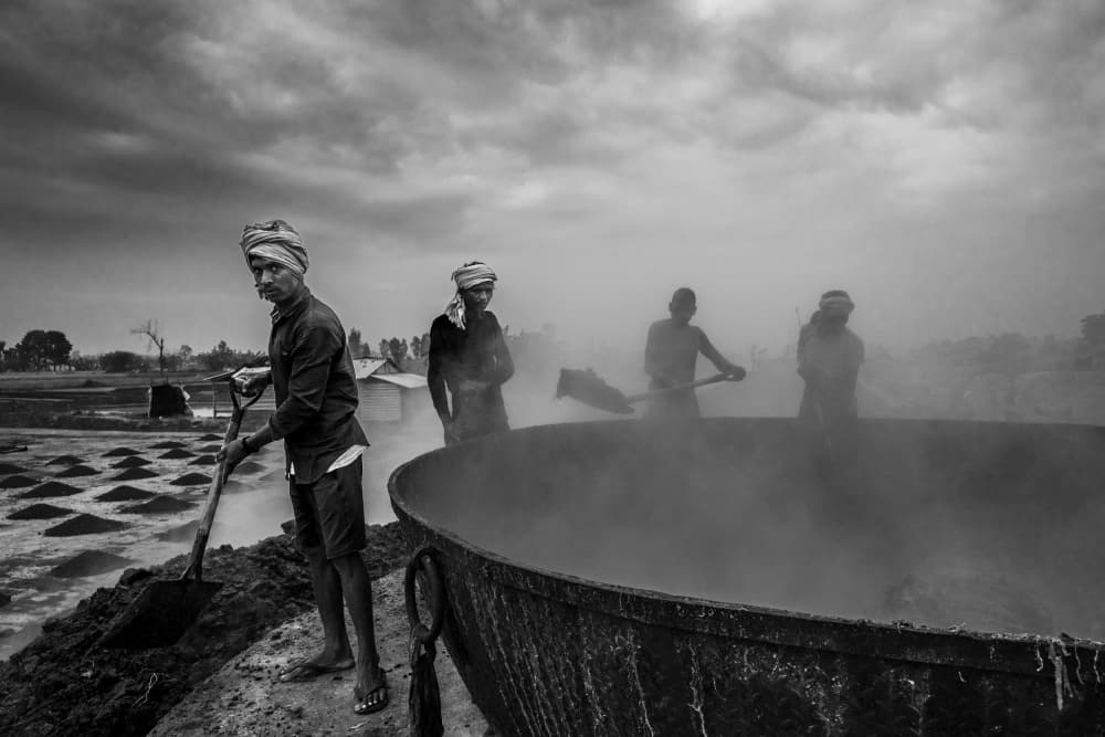 Men Laboring In Steam by Kuntal Biswas — canvas wall art