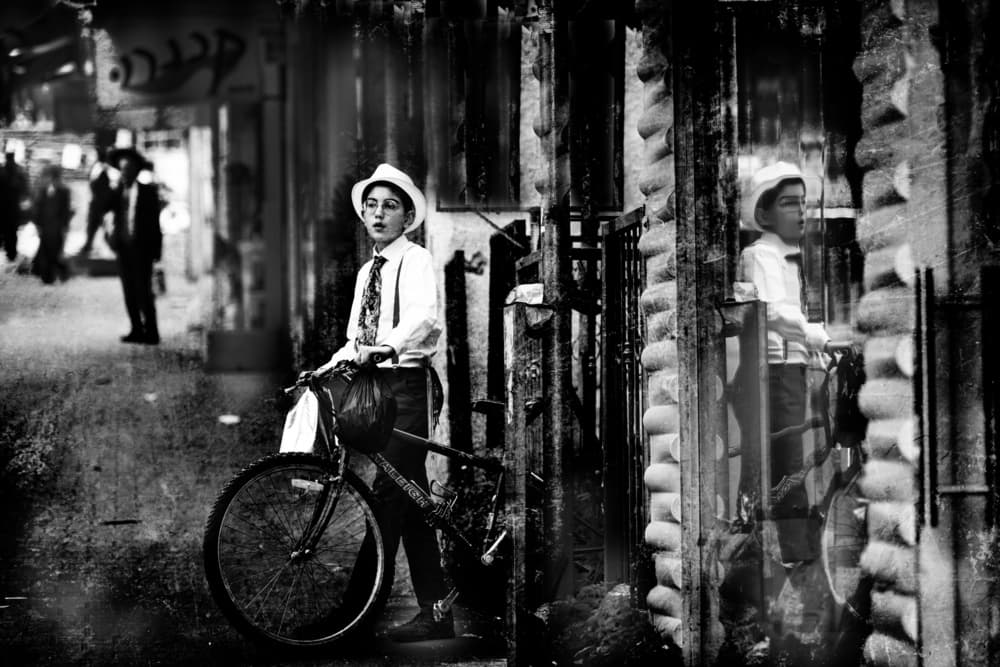Vintage Street Boy Reflection by Rachel Pansky — canvas wall art