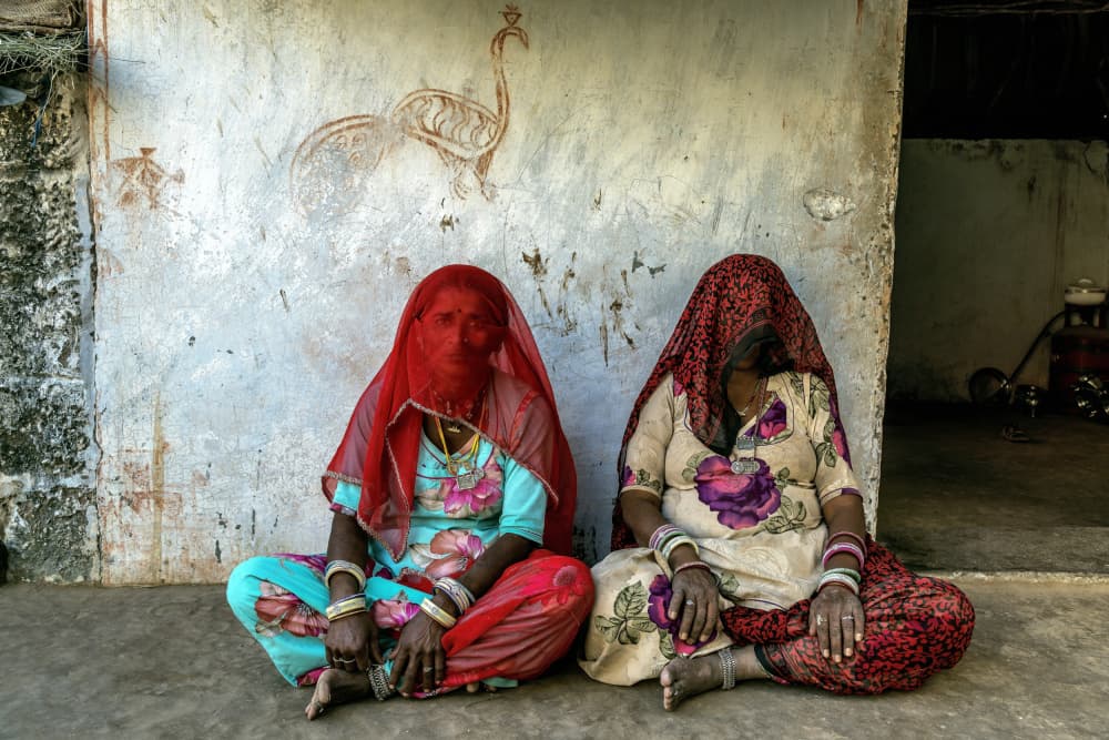 Colorful Village Women by Giuseppe DAmico — canvas wall art