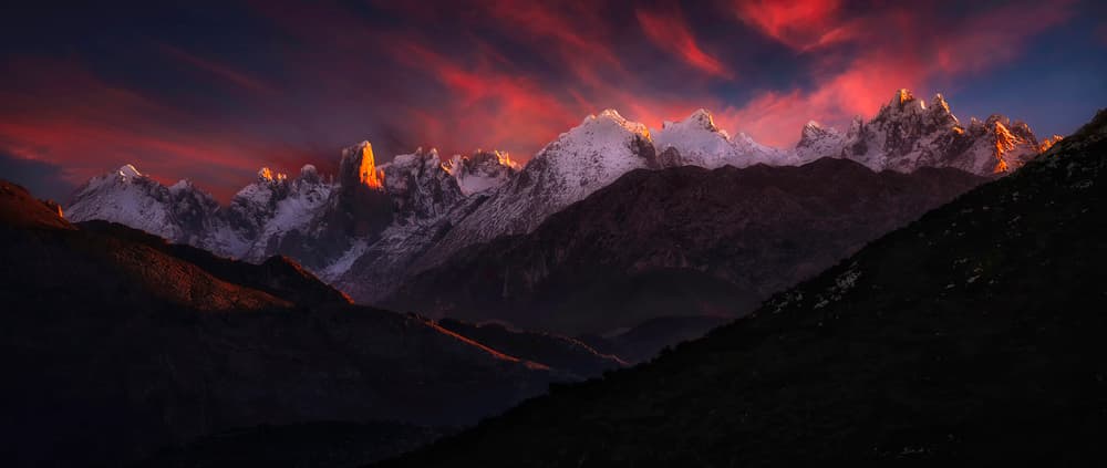 Dramatic Mountain Sunrise by Rodrigo Núñez Buj — canvas wall art