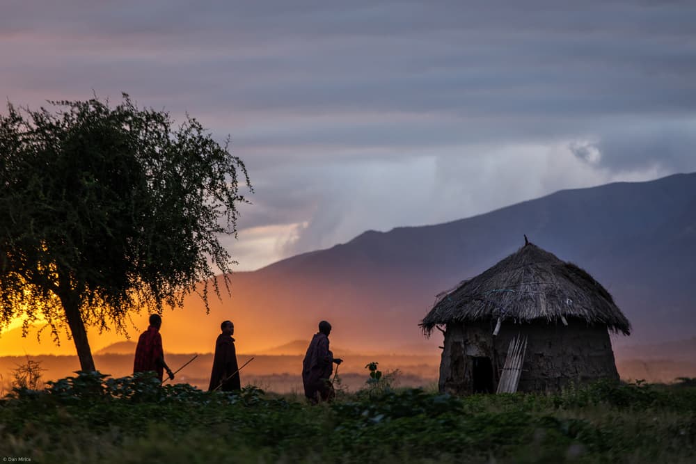 Maasai Village Sunset by Dan Mirica — canvas wall art