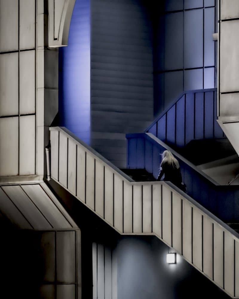 Solitary Ascent Blue Light by Ömer Ates Kızıltug — canvas wall art