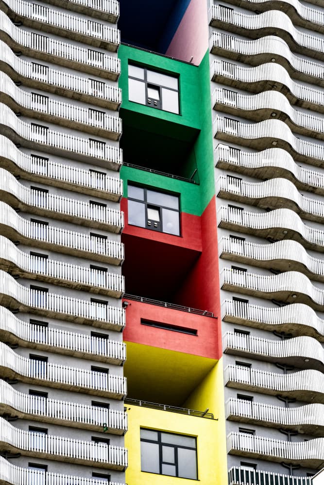 Colorful City Facade by Linda Wride — canvas wall art