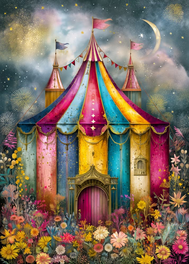 Whimsical Circus Garden by Justyna Jaszke — canvas wall art