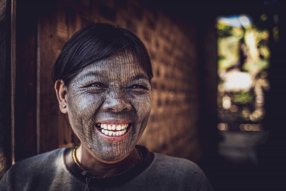 Joyful Tattooed Woman by Marco Tagliarino — canvas wall art