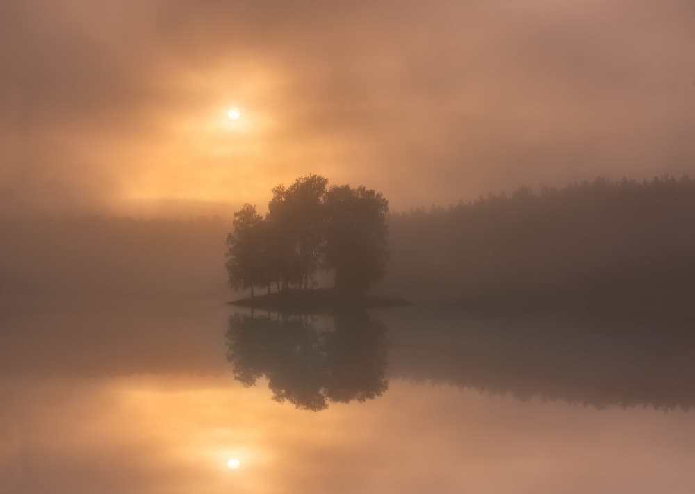 Tranquil Misty Sunrise by Christian Lindsten — canvas wall art