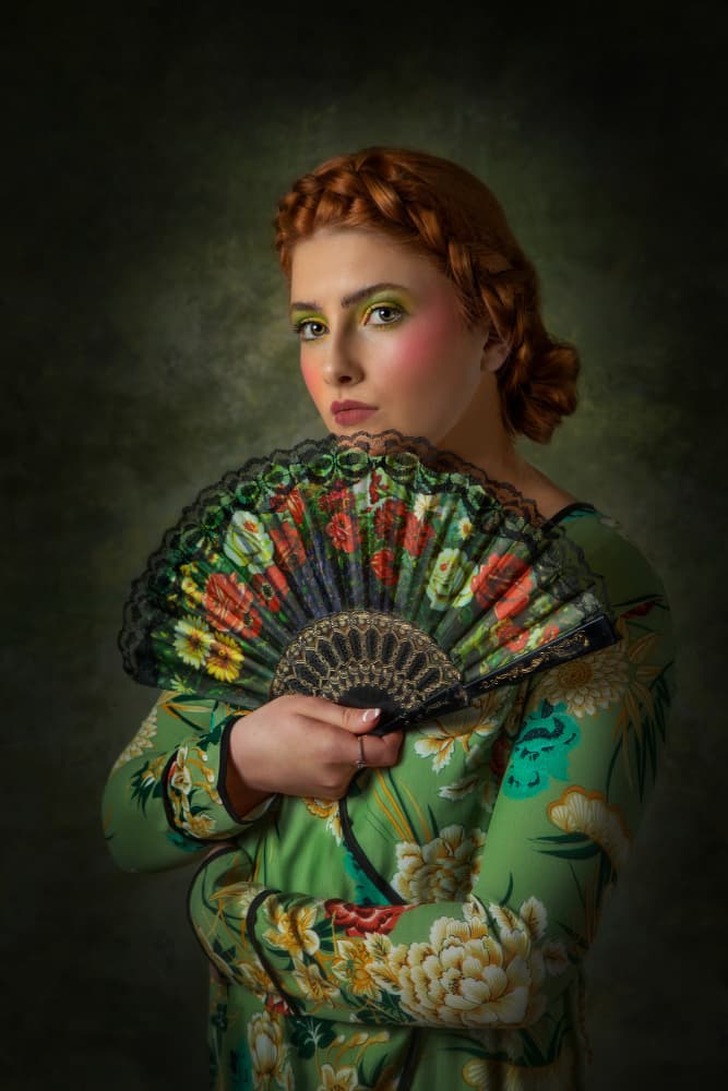 Elegant Lady with Fan by Kieran O Mahony AIPF — canvas wall art