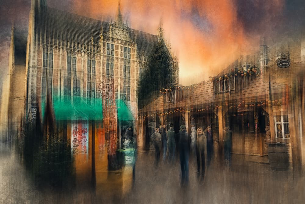 Busy City Twilight by Jan van der Linden — canvas wall art
