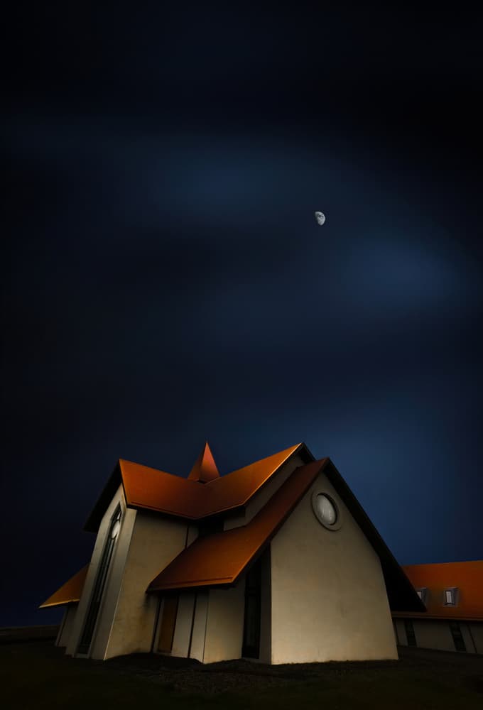Moon Over Modern Church by Larry Deng APA — canvas wall art