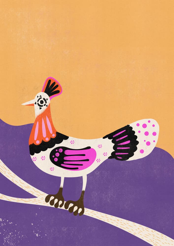 Colorful Folk Bird by Nicholas — canvas wall art