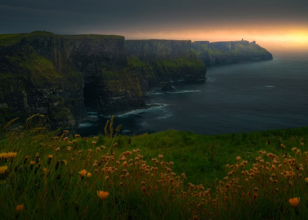 Green Cliffs Golden Hour by SANDEEP MATHUR — canvas wall art