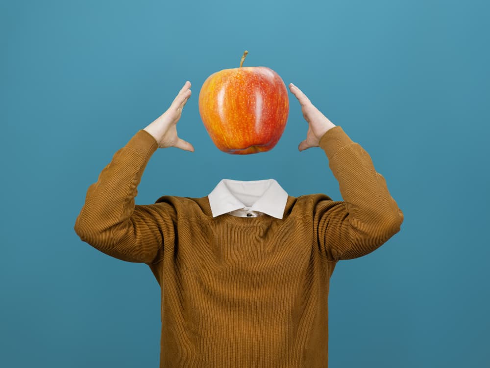 Floating Apple Head by Michael Allmaier — canvas wall art