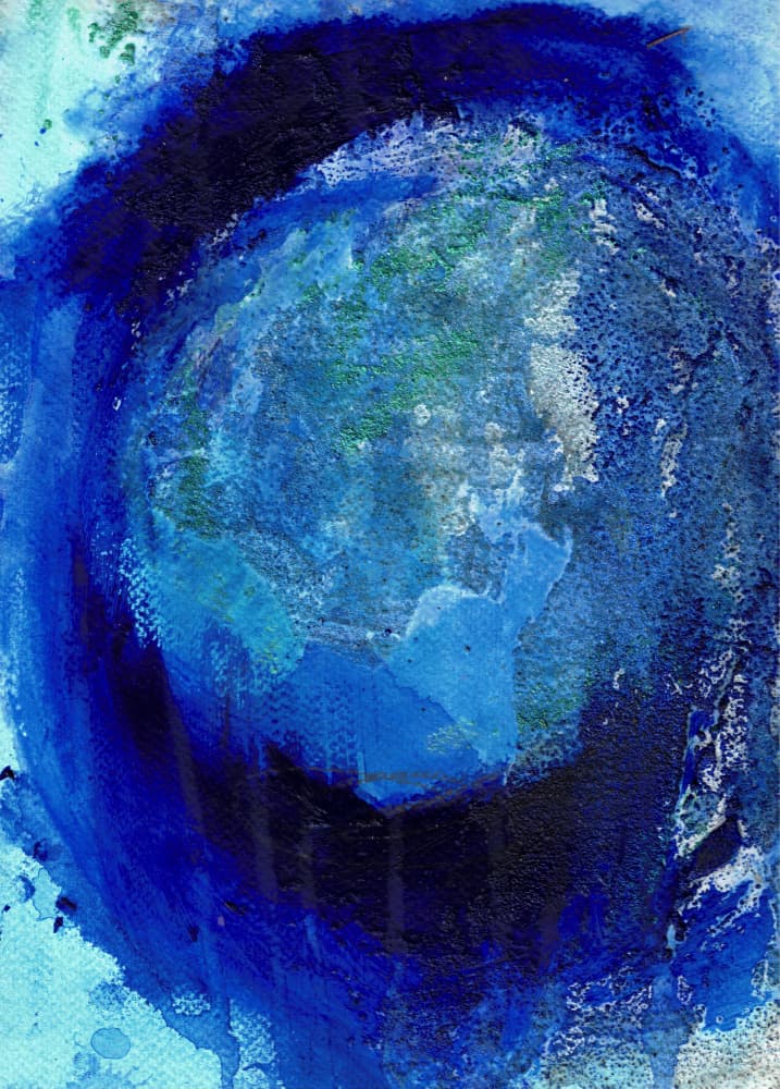 Abstract Blue Planet by Deb Chaney — canvas wall art