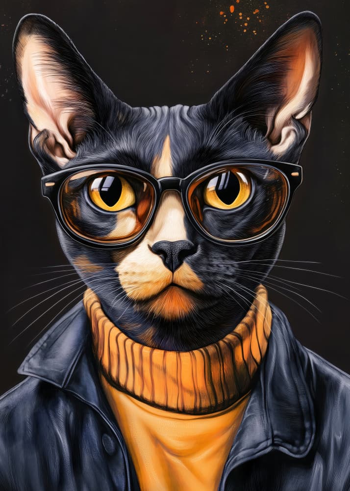 Stylish Cat In Glasses by Justyna Jaszke — canvas wall art