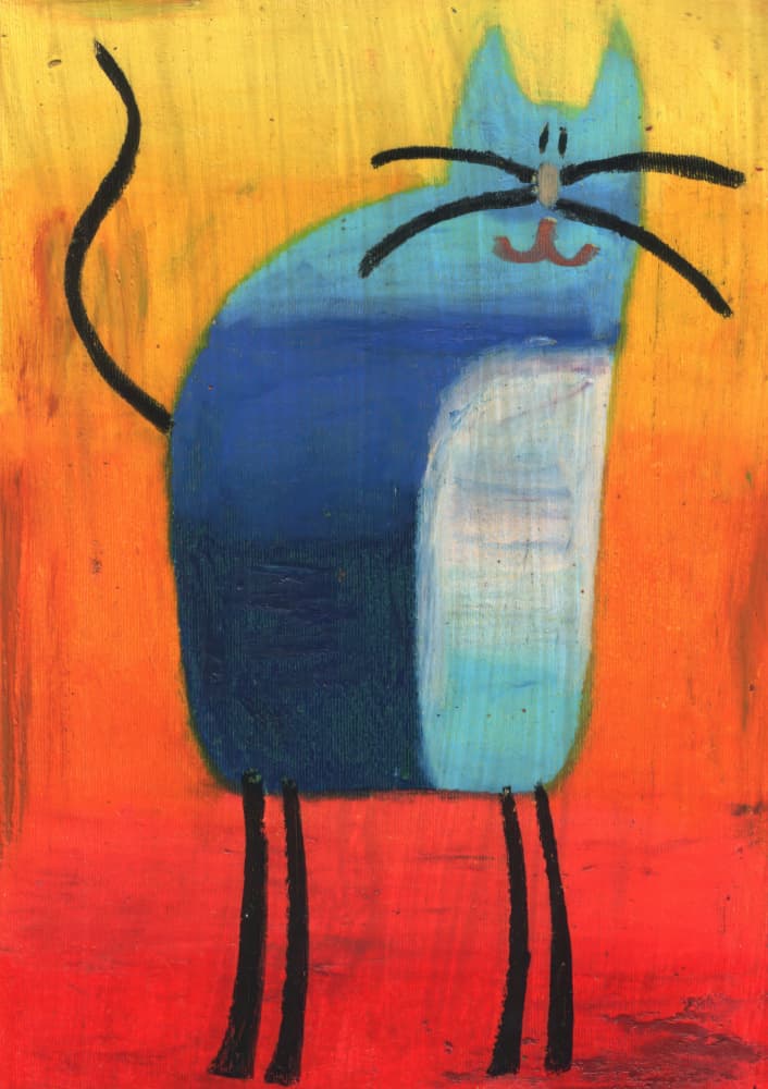 Whimsical Blue Cat by Kulik — canvas wall art