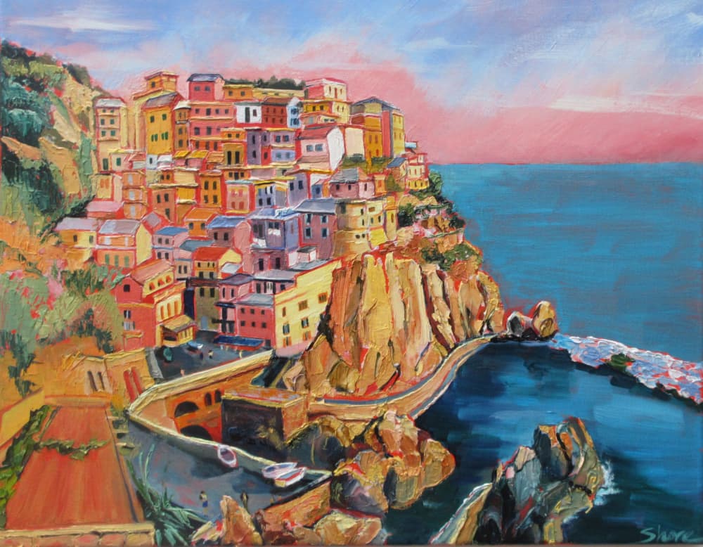 Colorful Italian Coastal Village by Maxine Shore — canvas wall art