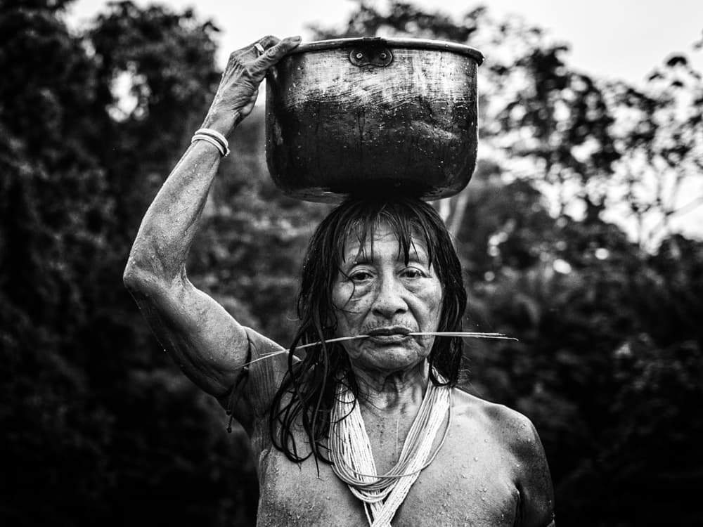 Indigenous Woman Carrying Pot by Pavol Stranak — canvas wall art