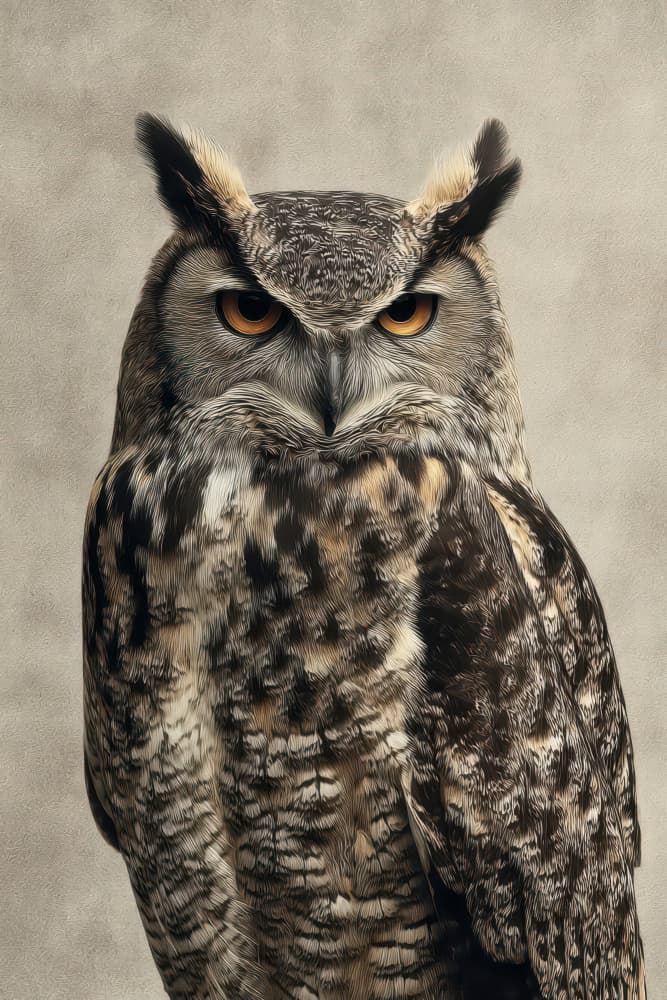 Intense Owl Gaze by Rafal Kulik — canvas wall art