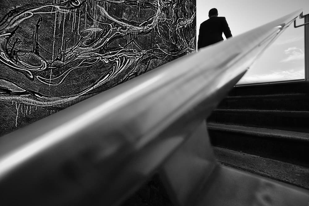 Man Ascending Urban Stairs by Paulo Abrantes — canvas wall art